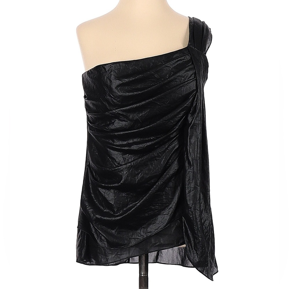 BCBGMaxAzria x Revolve Asymmetrical Draped One-Shoulder Top – Black – Size 0 - Picture 3 of 16